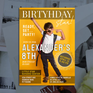 Fun Cool Magazine Cover Newspaper Photo White Typo Invitation