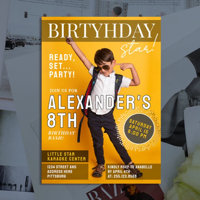 Fun Cool Magazine Cover Newspaper Photo White Typo Invitation (Creator Uploaded)