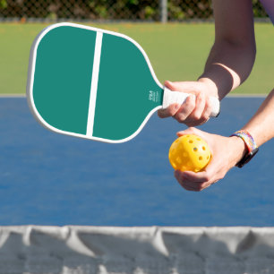 Fun Cool Modern Bold Teal Colour Pop White Stripe Pickleball Paddle
