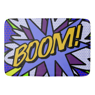 Fun Cool Modern Comic Book BOOM Bath Mat