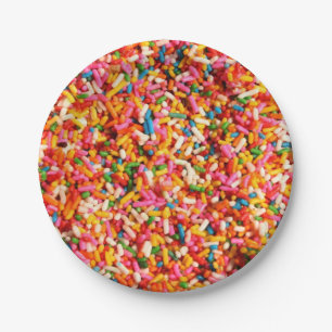 Fun Cool Multi Colored Candy Sweets Sprinkles Paper Plate