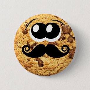 Fun Cool Quirky Trendy Cute Cookie Mustache 6 Cm Round Badge