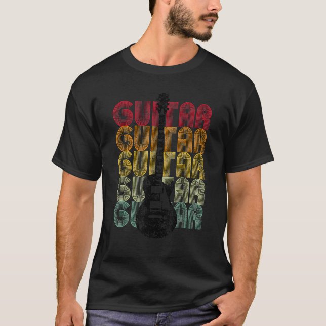 Fun Cool Retro Famous Guitar of Rocking Guitarists T-Shirt (Front)