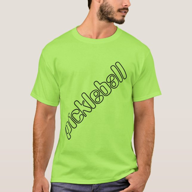 Fun Cool Retro Summer Outlined PICKLEBALL Text T-Shirt (Front)