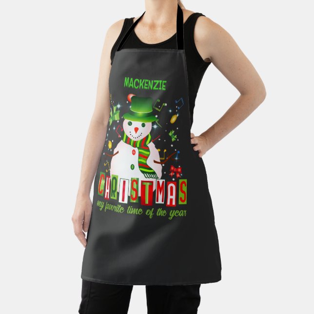 Fun Cool Snowman Christmas Favourite Time of Year Apron (Insitu)
