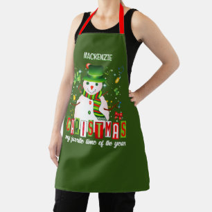 Fun Cool Snowman Christmas Favourite Time of Year Apron