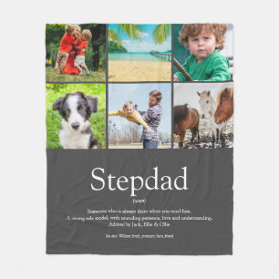 Fun Cool Stepfather Stepdad Quote Photo Collage Fleece Blanket