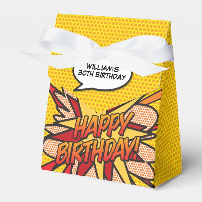 Fun Cool Trendy Modern Comic Book Any Age Birthday Favour Box (Front Side)