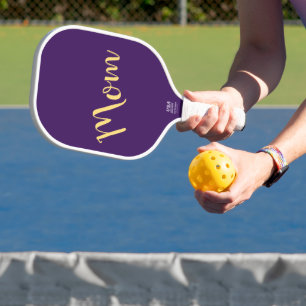 Fun Cool Vibrant Elegant Dark Purple "Mum" Script  Pickleball Paddle