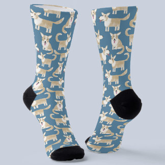 Fun Corgi Dog Pattern Green Socks