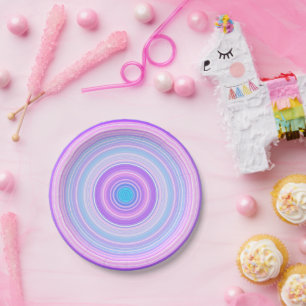 Fun Cotton Candy Coloured Party Paper Plate