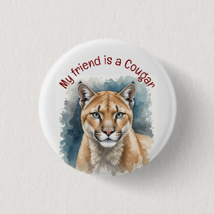 Fun Cougar Over the Hill Birthday Party Guest 3 Cm Round Badge
