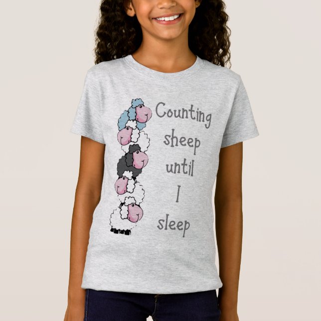 Fun Counting Sheep Until I Sleep Quote T-Shirt (Front)