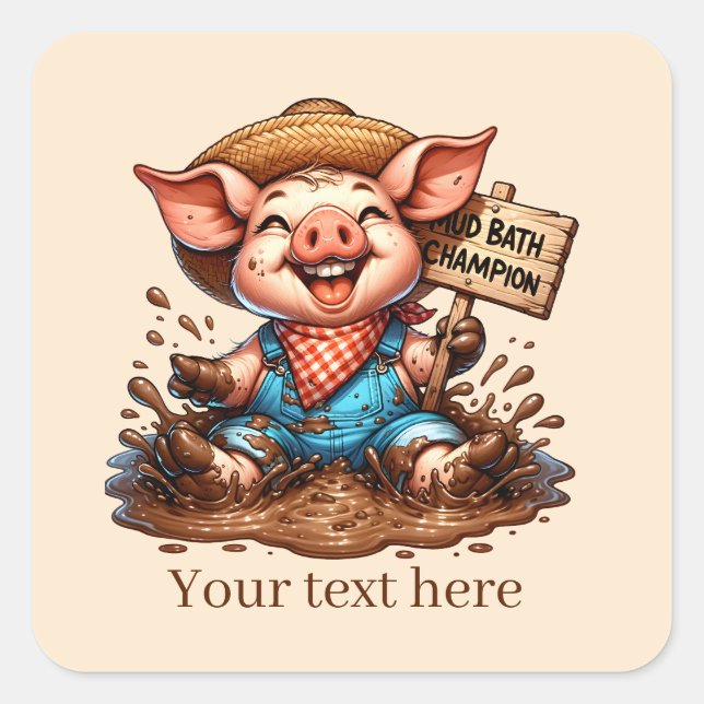 Fun Country pig lovers add text  Square Sticker (Front)