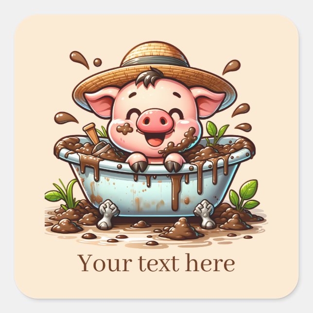 Fun Country pig lovers add text  Square Sticker (Front)