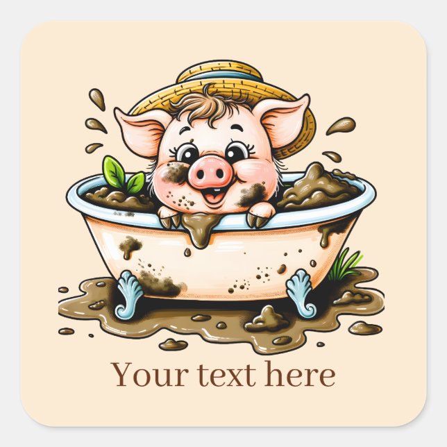 Fun Country pig lovers add text  Square Sticker (Front)