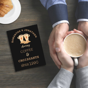 Fun Couple Saying Coffee Croissants Names Date Pos Postcard