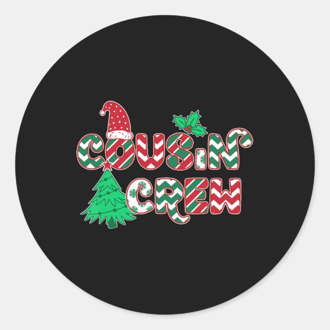 Fun Cousin Crew Christmas  Classic Round Sticker (Front)