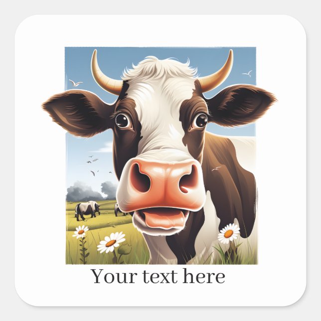 Fun cow lovers customisable  square sticker (Front)