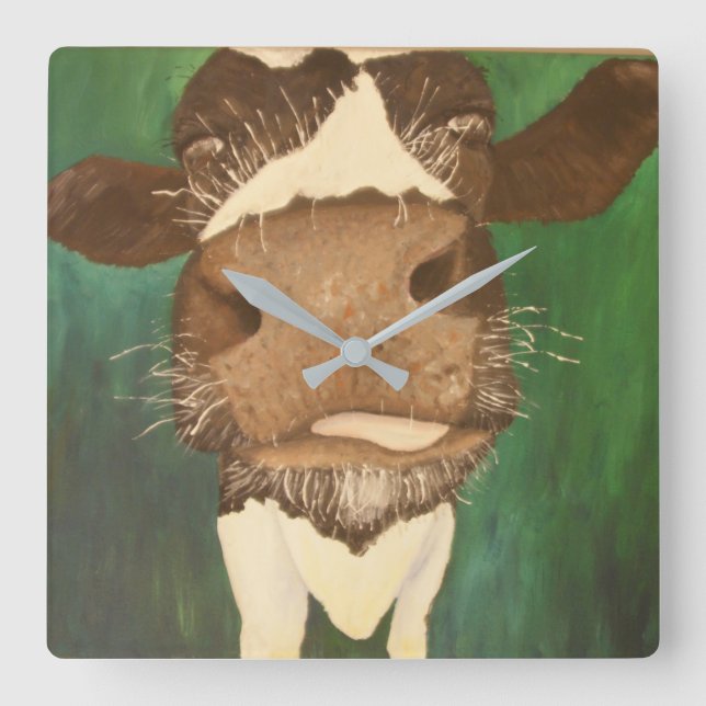 fun cow painting title Giz a taste Square Wall Clock (Front)