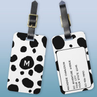 Fun Cow Print Black and White Monogram Initial