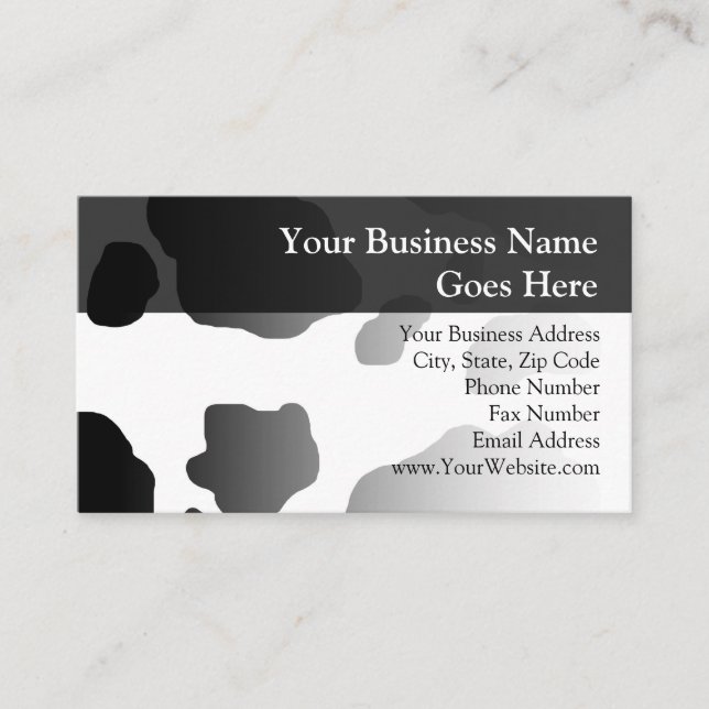Fun Cow Print Personalised Farm Milk Dairy Business Card (Front)