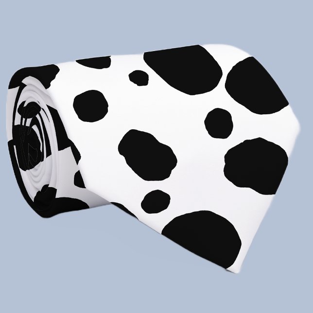 Fun Cow Print Western Spots Pattern Black White Tie (Creator Uploaded)