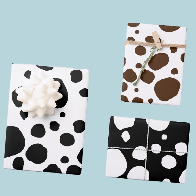 Fun Cow Print Western Spots Pattern Wrapping Paper Sheet (Fun cow print Western gift wrap)