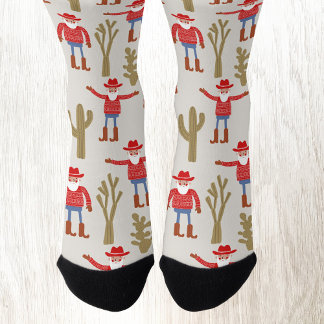 Fun Cowboy Santa Claus Western Christmas Socks