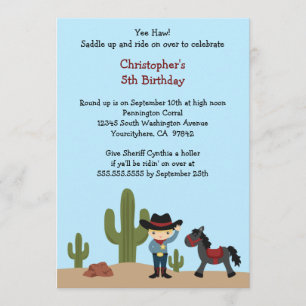 Fun cowboy western boy's birthday party invitation