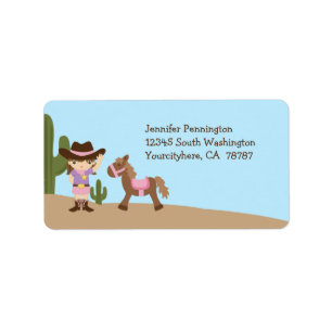 Fun cowgirl western girl address labels