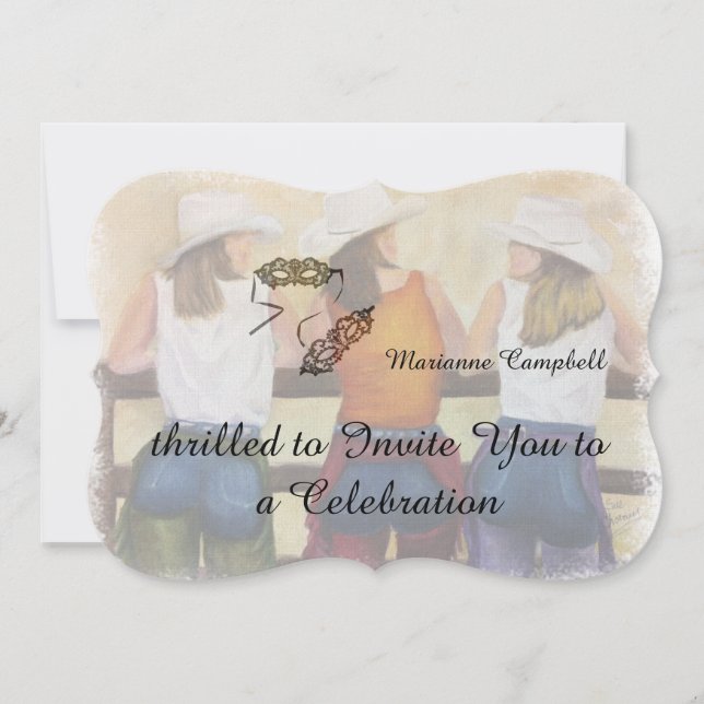 FUN COWGIRLS CUSTOMIZABLE INVITATION (Front)