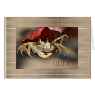 Fun Crab in Red Leaf Greeting Card