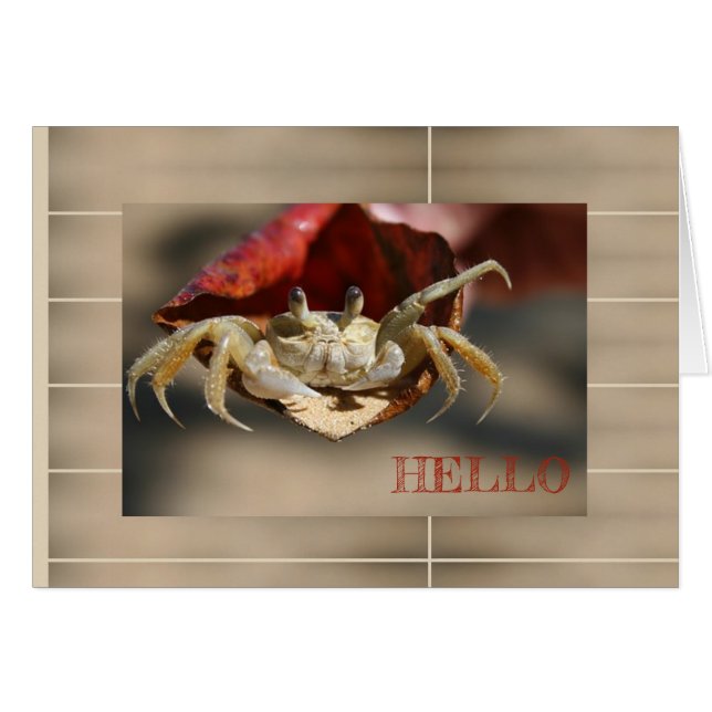Fun Crab in Red Leaf Greeting Card (Front Horizontal)