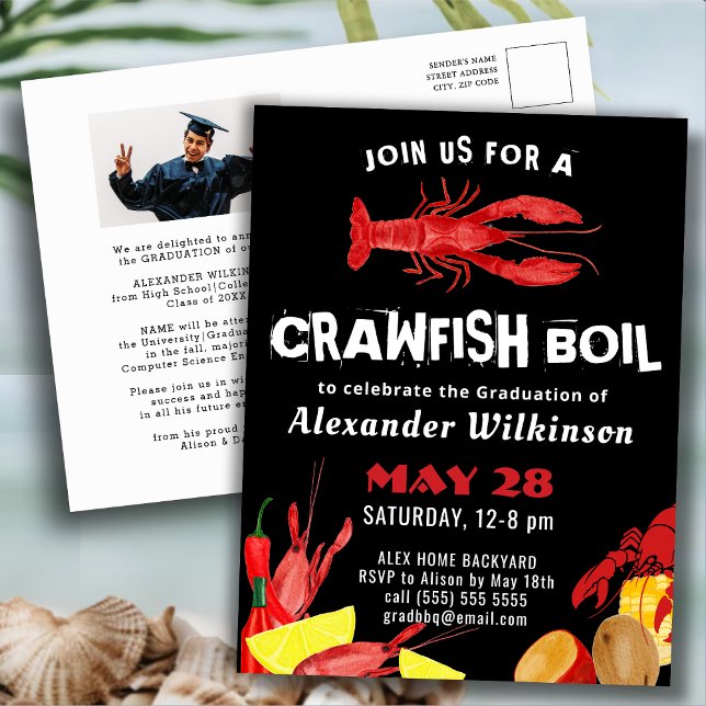 Fun Crawfish Boil Graduation Photo Postcard (Creator Uploaded)