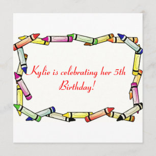 Fun Crayon Birthday Party Invitations