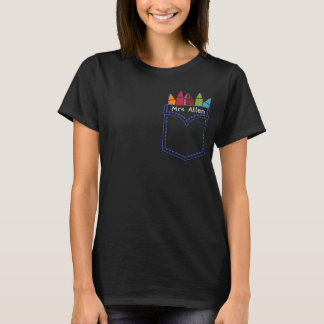 Fun, crayon themed teacher tee customisable FR/BK