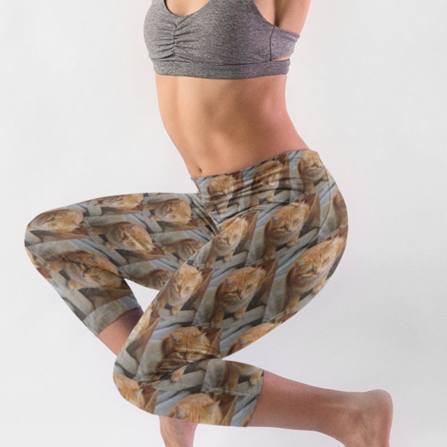 Fun Create Custom Photo Collage Family Pets Capri Leggings (Creator Uploaded)