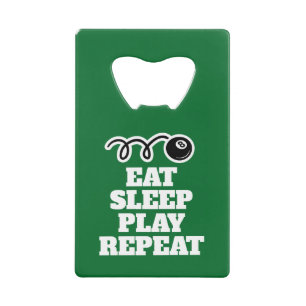 Fun credit card bottle opener for billiards player
