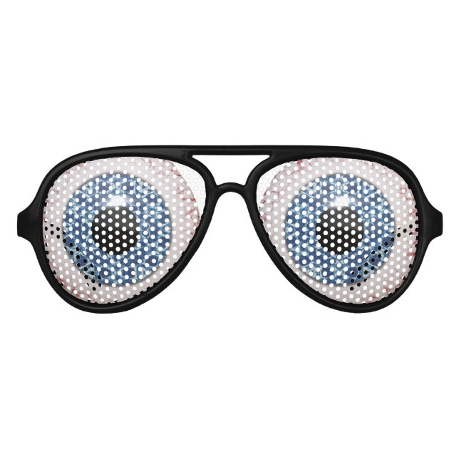Fun Creepy Blue Eyeball design Aviator Sunglasses (Front)