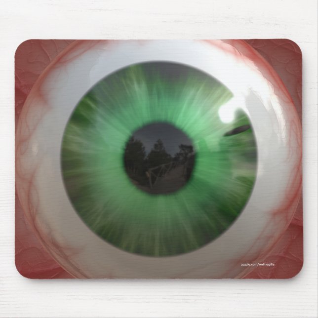 Fun Creepy Green Eye-ball - Weird,Tasteless Gift Mouse Mat (Front)