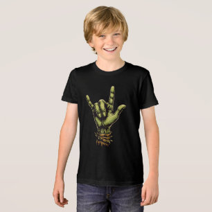 Fun Creepy Zombie Rock Hand Halloween Tri-Blend Shirt