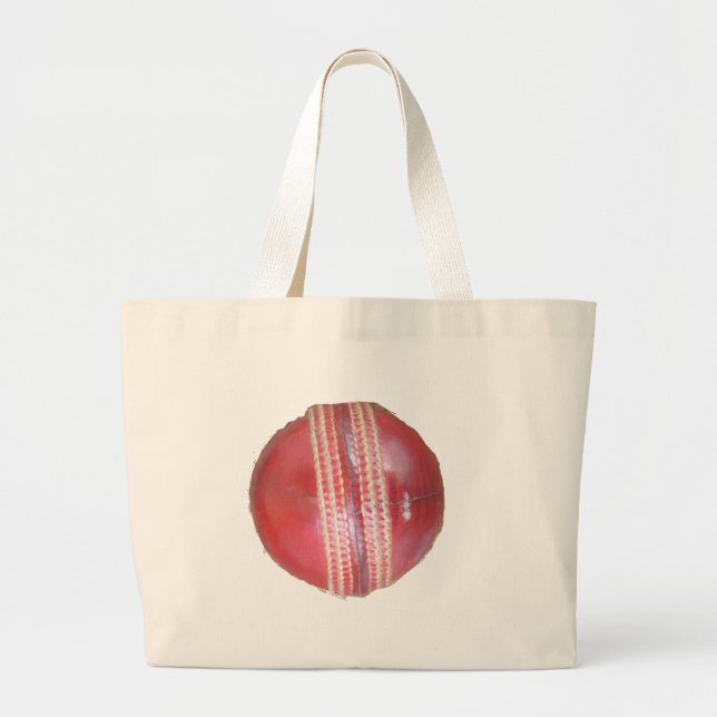 Fun Cricket Ball Design Large Tote Bag (Front)