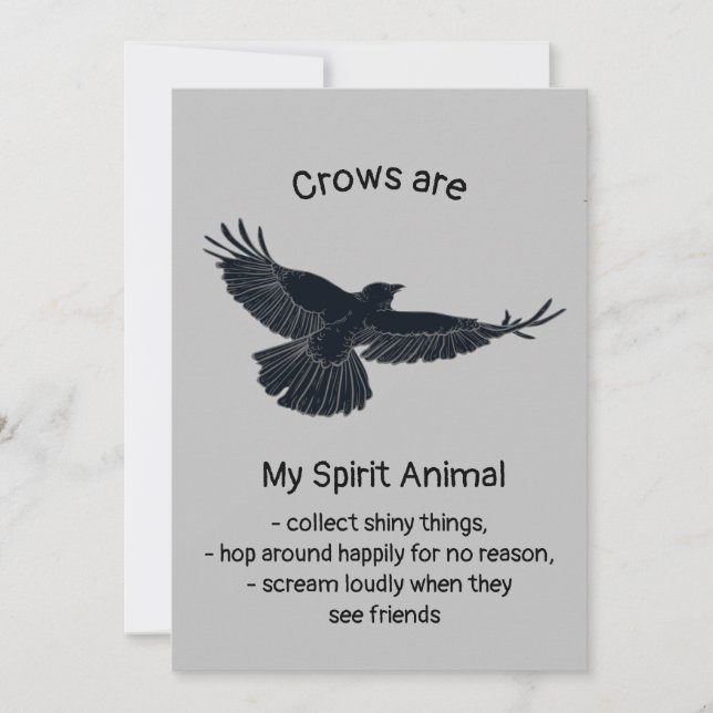 Fun Crows Bird Spirit Animal Humour Quote Totem  Card (Front)