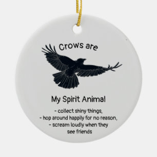 Fun Crows Bird Spirit Animal Humour Quote Totem  Ceramic Tree Decoration