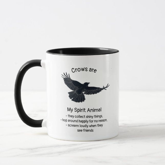 Fun Crows Bird Spirit Animal Humour Quote Totem  Mug (Left)