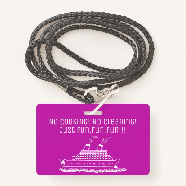 Fun Cruise Ship  Cabin Stateroom Key Holder ID Badge (Front with Lanyard)