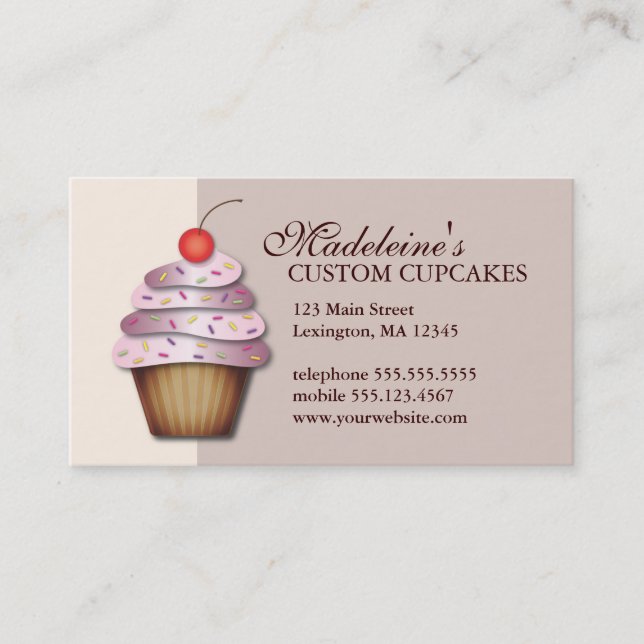Fun Cupcake Custom Bakery Business Card (Front)