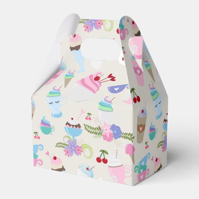 Fun Cupcake Sweets Birthday Party Pattern Favour Box (Back Side)