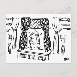 Fun Curtains & Fabrics Haberdashery Cartoon Postcard